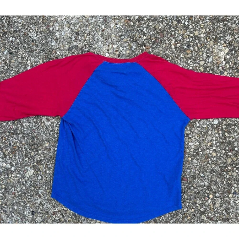 Mitchell & Ness T-Shirt Texas Rangers Mens XL Blue Colorblock 3/4 Sleeve